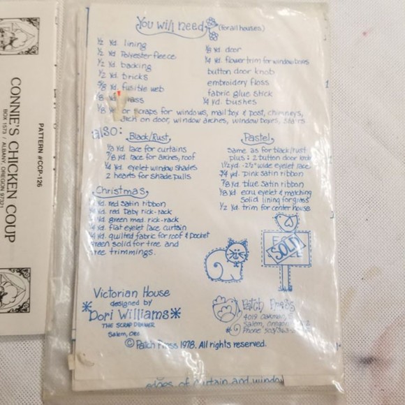 Lot of 2 Victorian House wall hanging patterns 1970's Pat019 - Picture 6 of 6